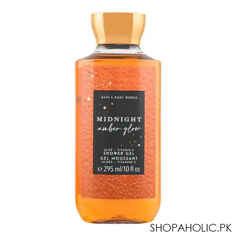 bath & body works midnight amber glow aloe + vitamin e shower gel, 295ml main image