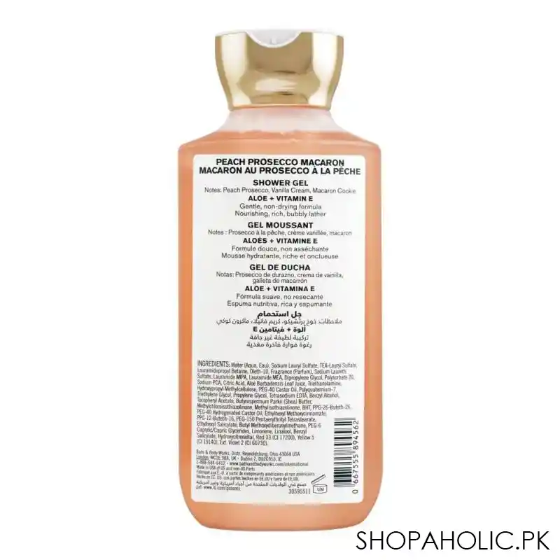 bath & body works peach prosecco macaron aloe + vitamin e shower gel, 295ml image2