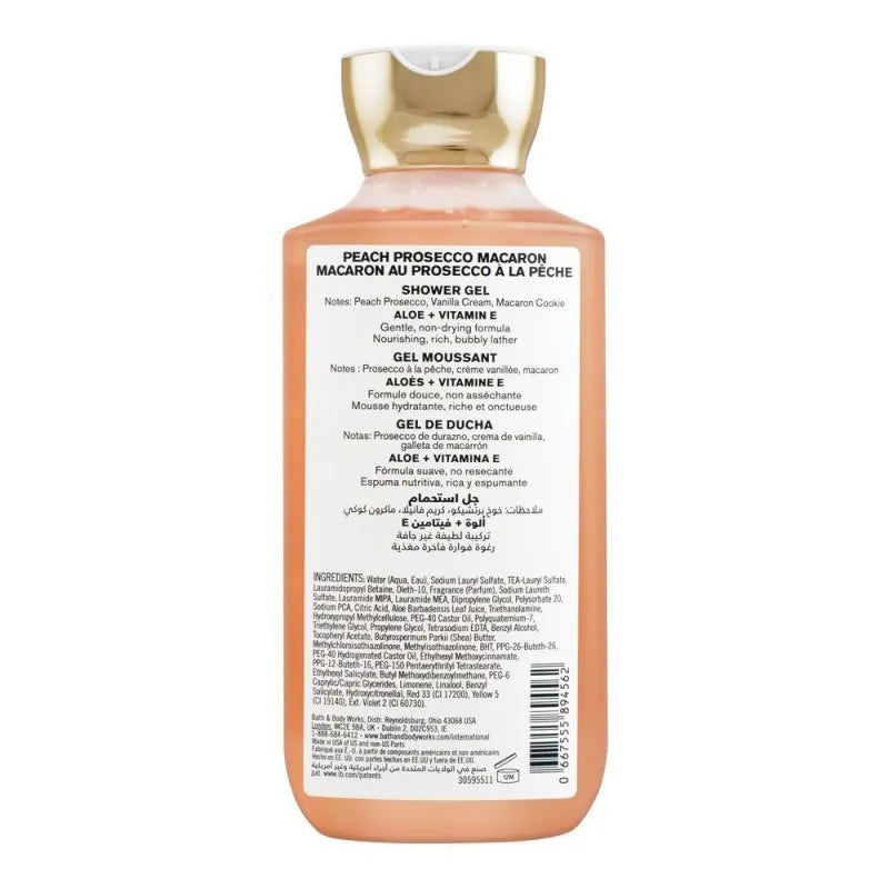 bath & body works peach prosecco macaron aloe + vitamin e shower gel, 295ml image2