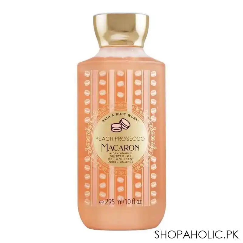 bath & body works peach prosecco macaron aloe + vitamin e shower gel, 295ml main image