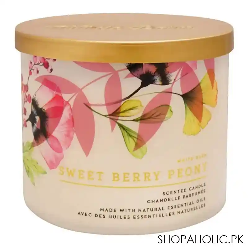 bath & body works sweet berry peony scented candle, 411g main image