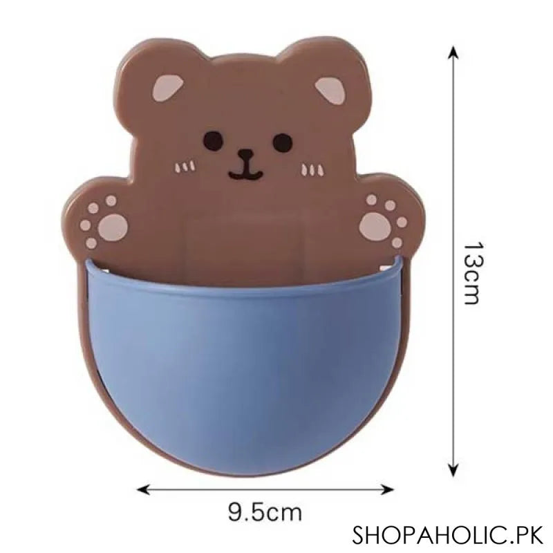 bear wall storage box for mobile phone plug, toothpaste and toothbrush holder image4