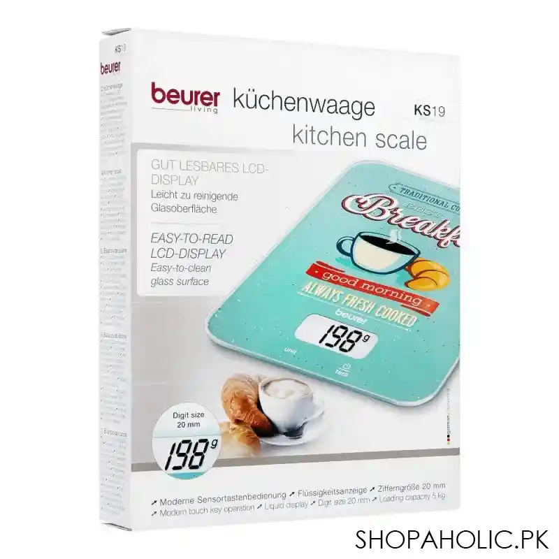 beurer breakfast lcd display kitchen weight scale machine, ks 19 image2