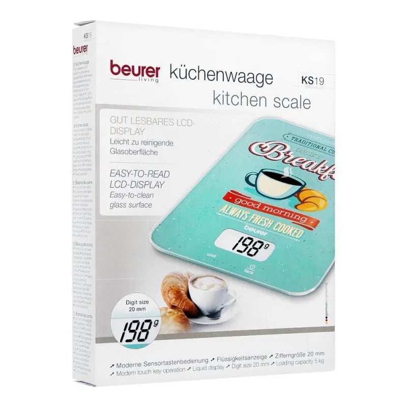 beurer breakfast lcd display kitchen weight scale machine, ks 19 image2