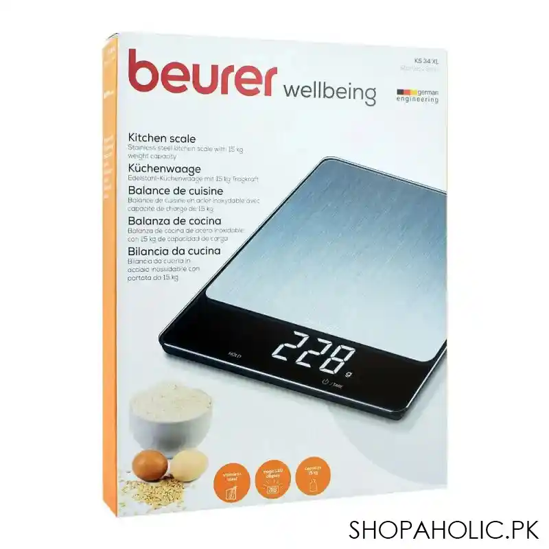 beurer digital kitchen weighing scale machine, ks 34xl image2