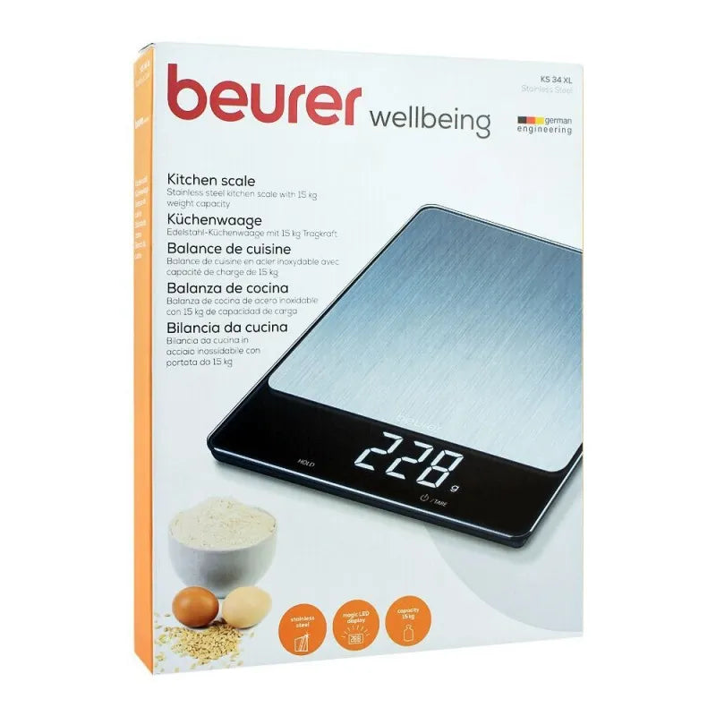 beurer digital kitchen weighing scale machine, ks 34xl image2