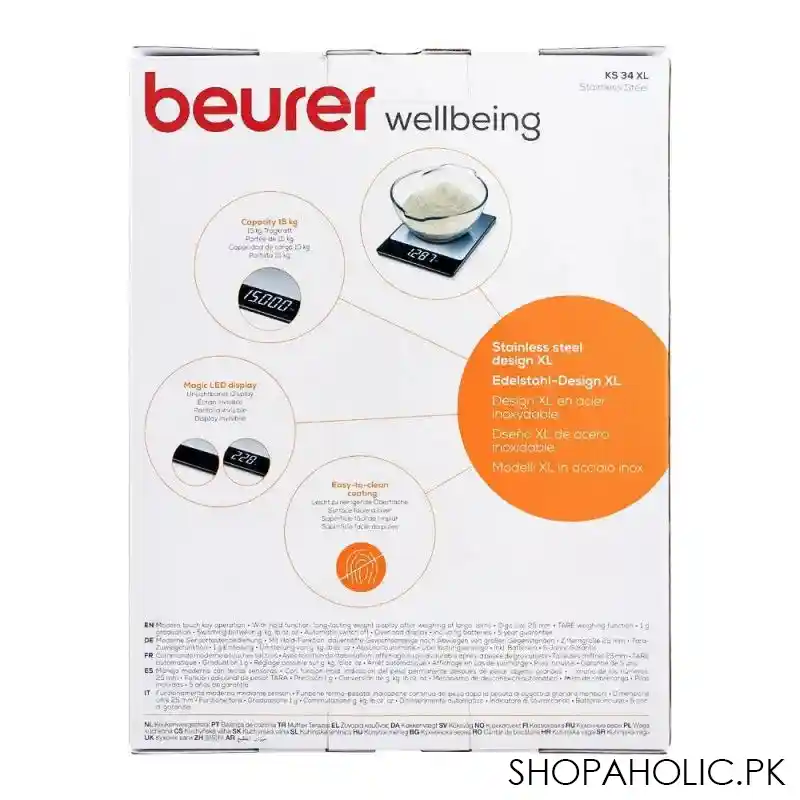 beurer digital kitchen weighing scale machine, ks 34xl image3