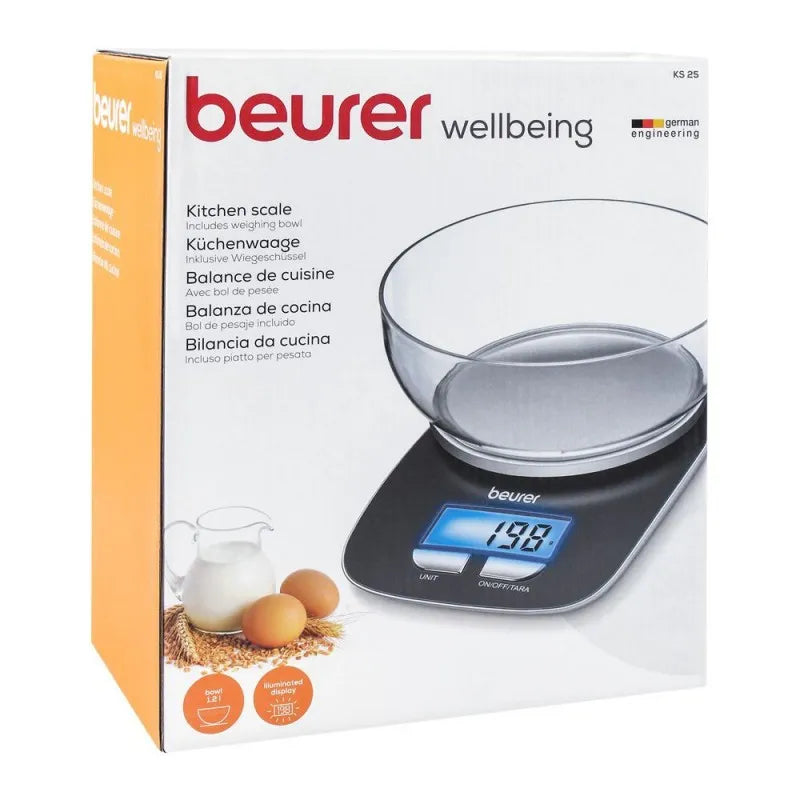 beurer kitchen scale, with bowl and illuminated display, ks 25 image3