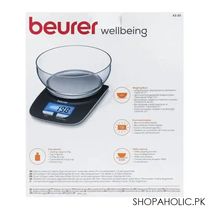 beurer kitchen scale, with bowl and illuminated display, ks 25 image4