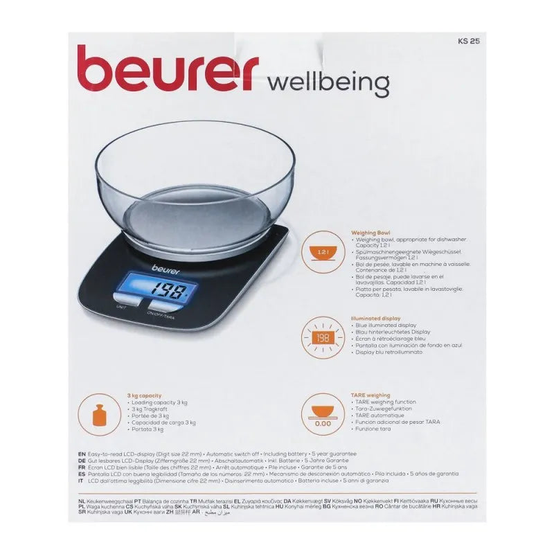 beurer kitchen scale, with bowl and illuminated display, ks 25 image4