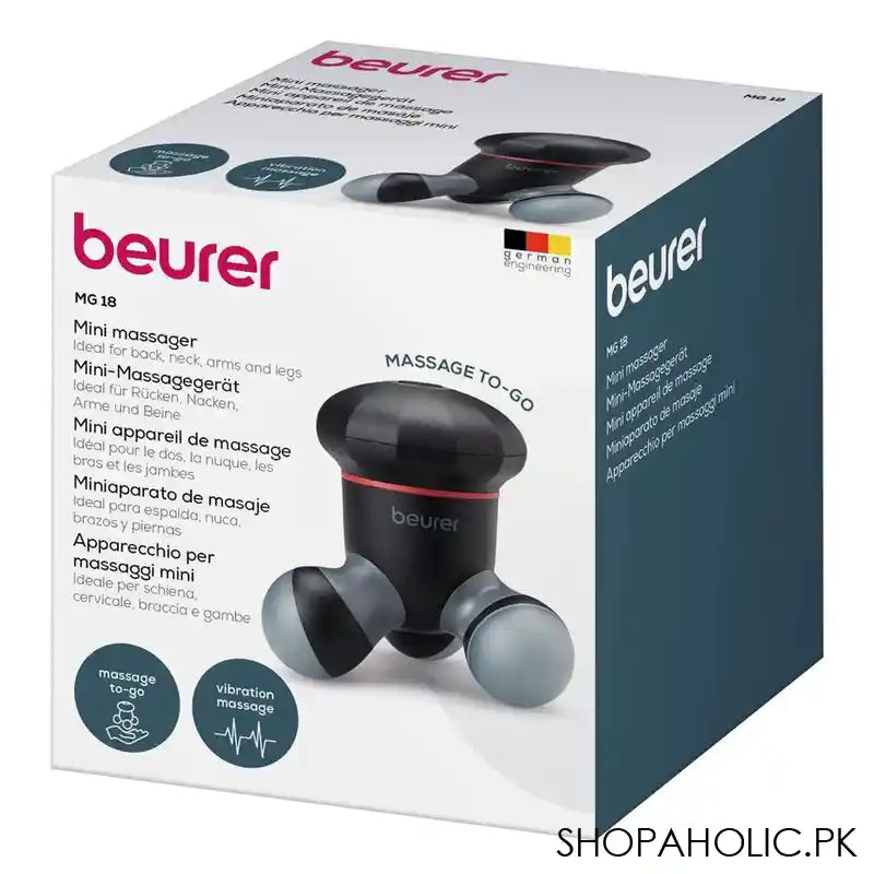 Beurer MG 18 Mini Electric Handheld Massager With LED Light, Ideal For Back, Neck, Arms & Legs, Black - Image 2