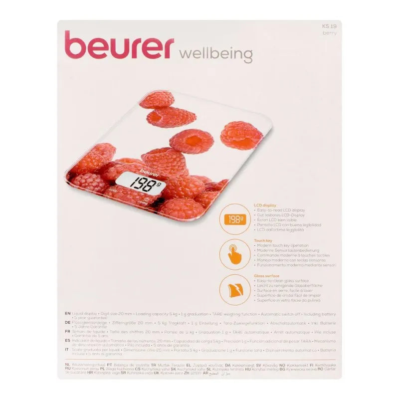 beurer wellbeing lcd display kitchen scale, weight machine, berry, ks 19 image3