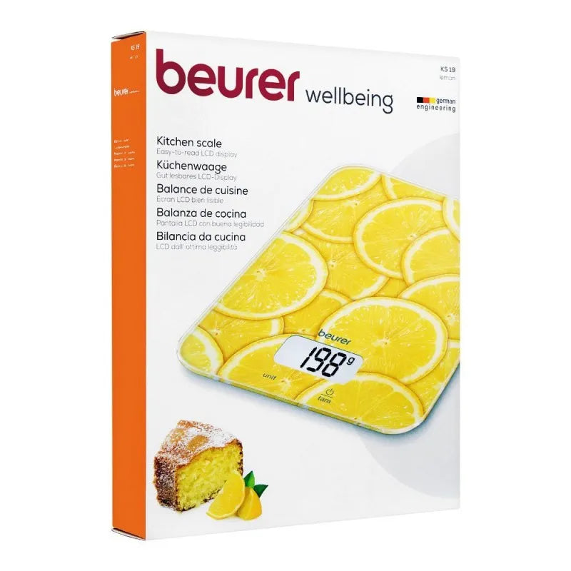 beurer wellbeing lemon lcd display kitchen weight scale machine, ks 19 image2