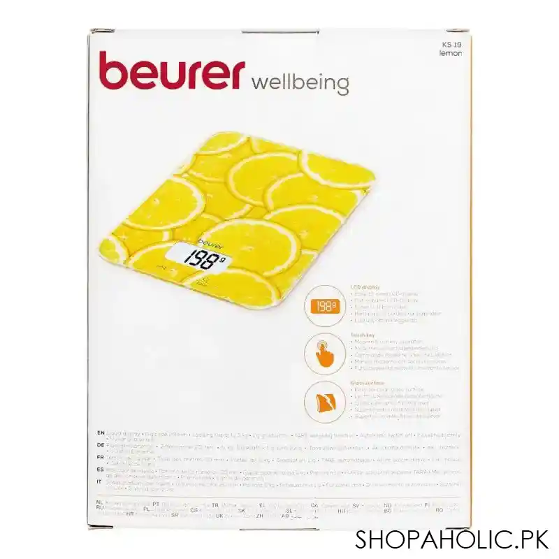 beurer wellbeing lemon lcd display kitchen weight scale machine, ks 19 image3