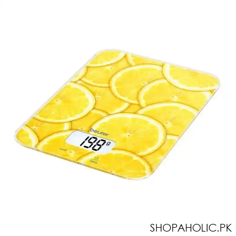 beurer wellbeing lemon lcd display kitchen weight scale machine, ks 19 main image