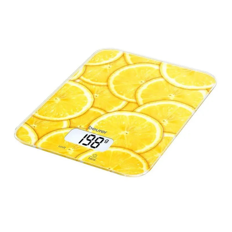 beurer wellbeing lemon lcd display kitchen weight scale machine, ks 19 main image