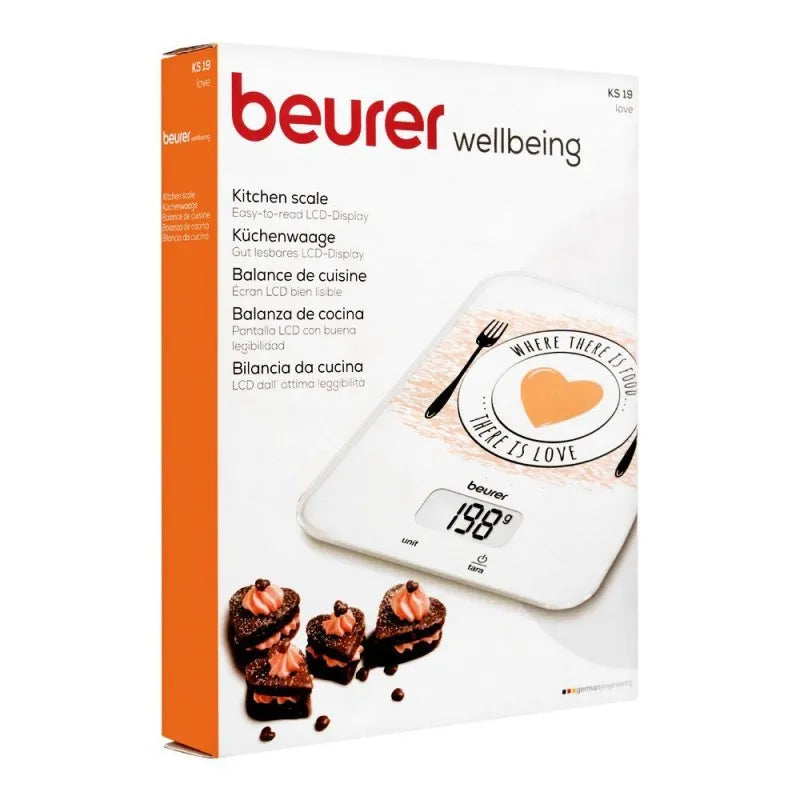 beurer wellbeing love lcd display kitchen weight scale machine, ks 19 image2