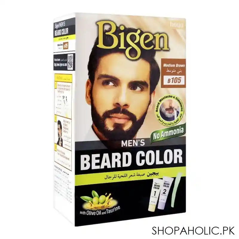 bigen men's beard colour, medium brown b105 main image