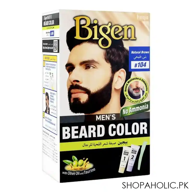 bigen men's beard colour, natural brown b104 main image