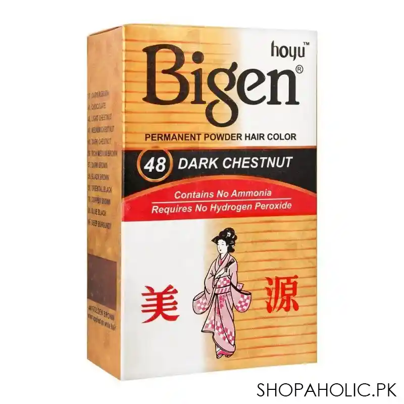 bigen permanent powder hair color, 48 dark chestnut main image