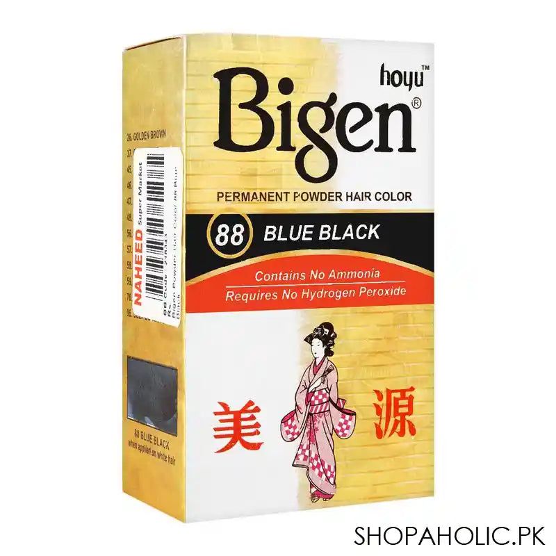 Bigen Permanent Powder Hair Color, 88 Blue Black - Image 5