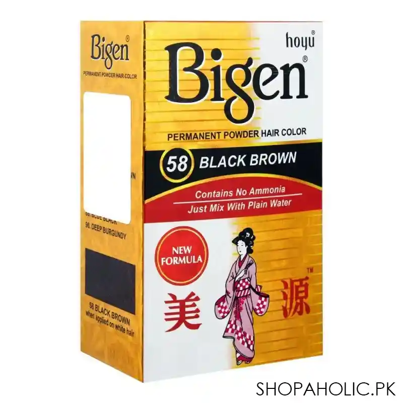 bigen powder hair color, 58 black brown main image