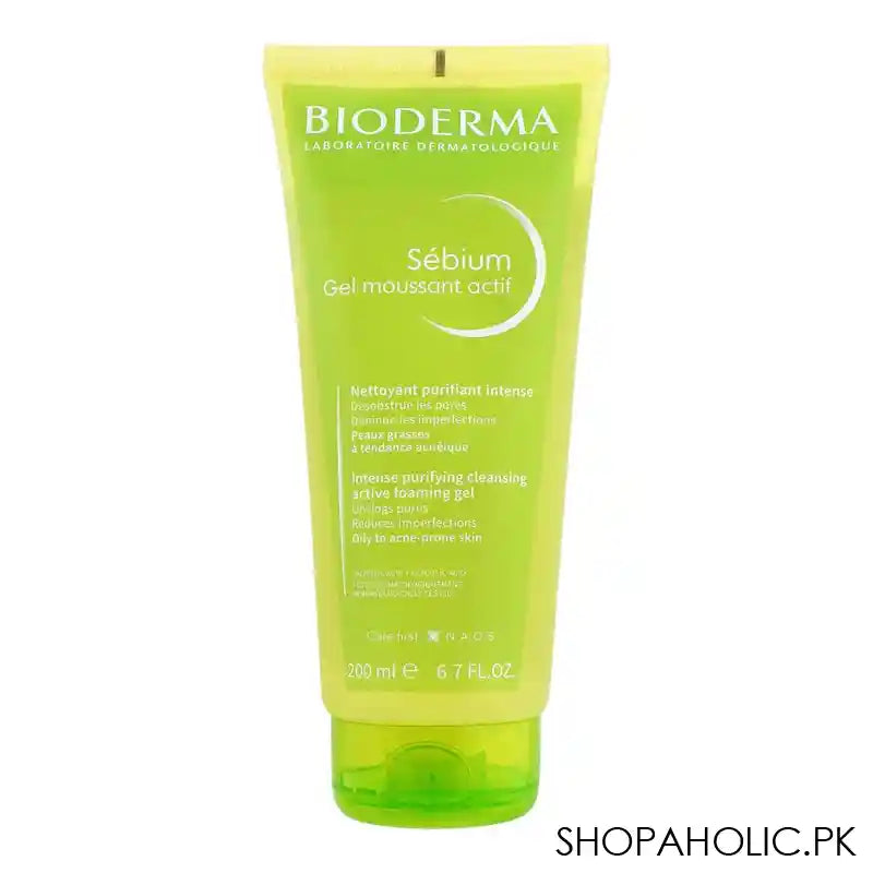 Bioderma Sebium Gel Moussant Actif Intense Purifying Cleansing Active Foaming Gel, Oily To Acne-Prone Skin, 200ml - Main Image