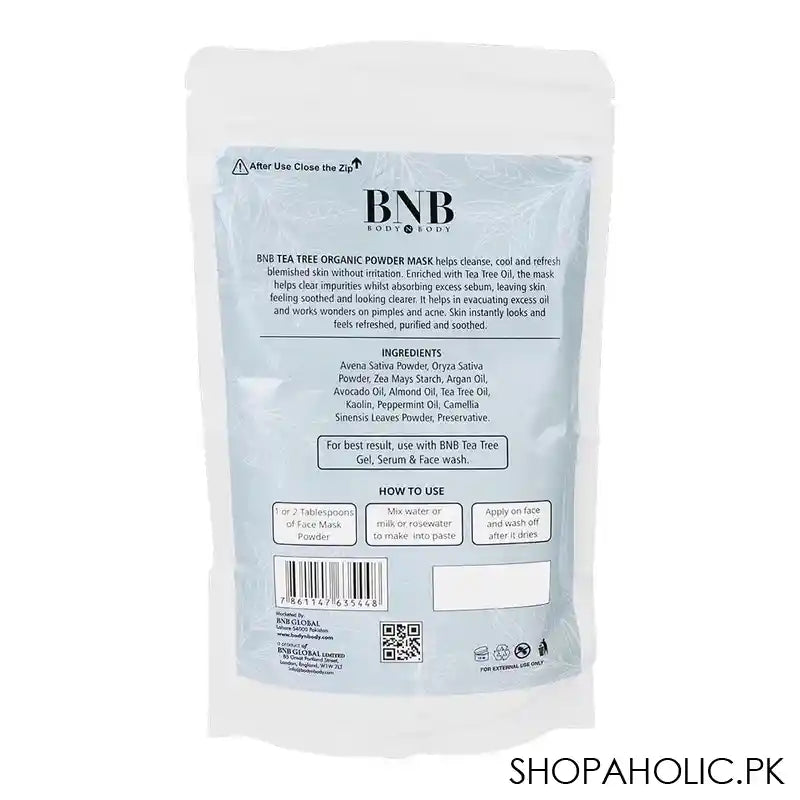 BNB Acne Control Tea Tree Organic Mask, Paraben & Sulphate Free, 120g - Main Image