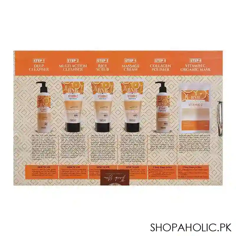 BNB Bright Up Vitamin C 6 Steps Organic Facial Kit, Paraben and Sulfate Free, 6-Packs - Image 3