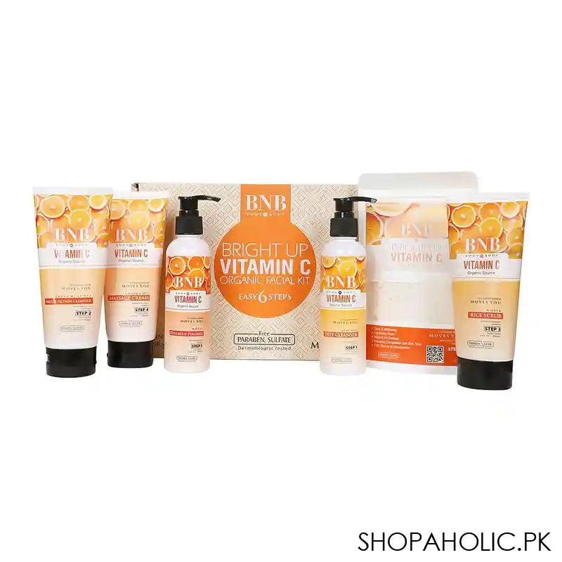 BNB Bright Up Vitamin C 6 Steps Organic Facial Kit, Paraben and Sulfate Free, 6-Packs - Main Image