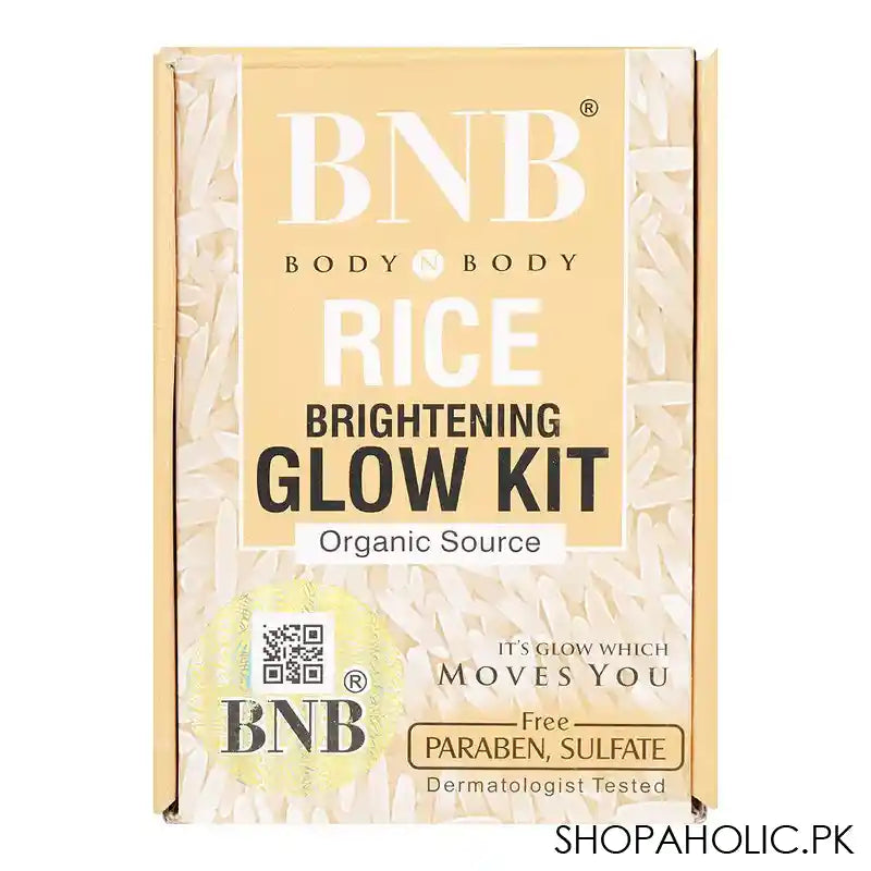 BNB Organic Source Rice Brightening Glow Kit, Face Wash+Scrub+Mask, Paraben and Sulfate Free, Dermatologist-Tested - Image 2