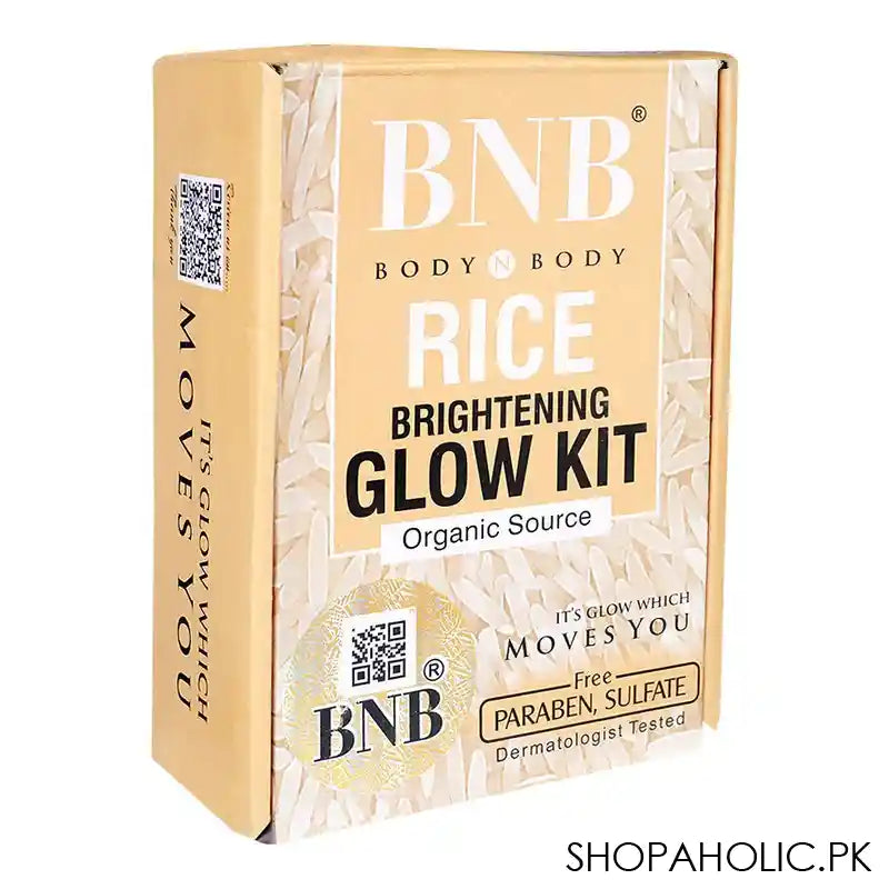 BNB Organic Source Rice Brightening Glow Kit, Face Wash+Scrub+Mask, Paraben and Sulfate Free, Dermatologist-Tested - Main Image