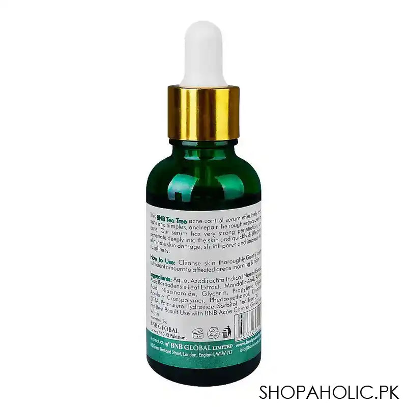 BNB Organic Source Tea Tree Acne Control Serum, Prevent Acne & Reduce Blemishes, 30ml - Image 2