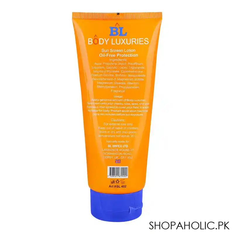 Body Luxuries Broad Spectrum Sun Screen Lotion, SPF 80, PA+++, Water & Sweat Resistant, Ultra Lightweight Feel, 150g - Image 2