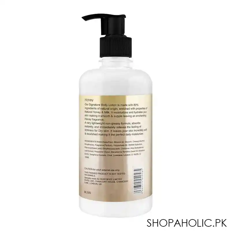 body luxuries honey body lotion, for dry skin, 500ml image2