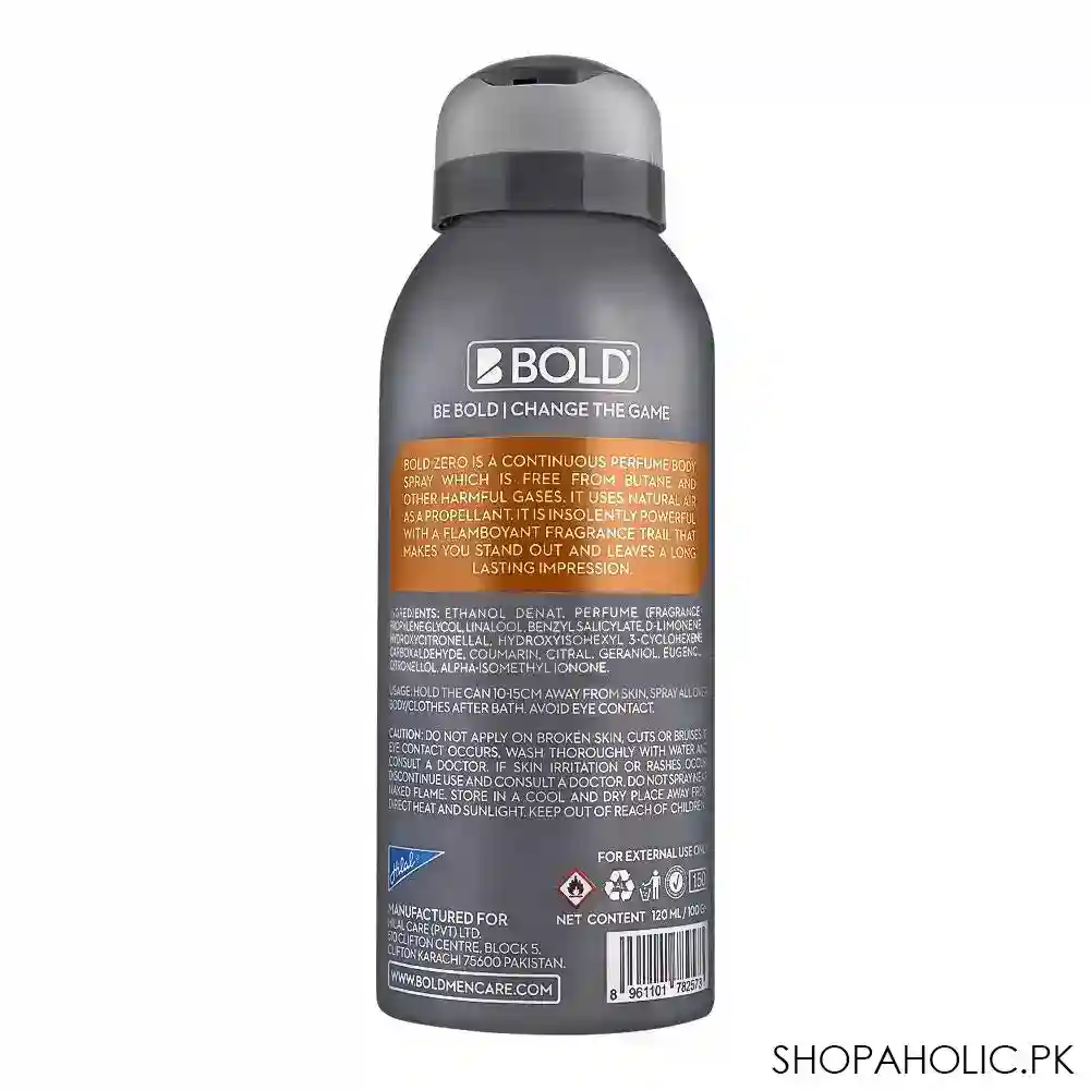 bold zero intense continuous perfume body spray, 120ml image2