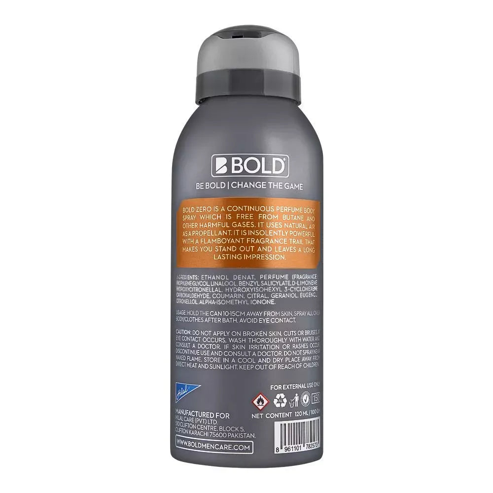 bold zero intense continuous perfume body spray, 120ml image2