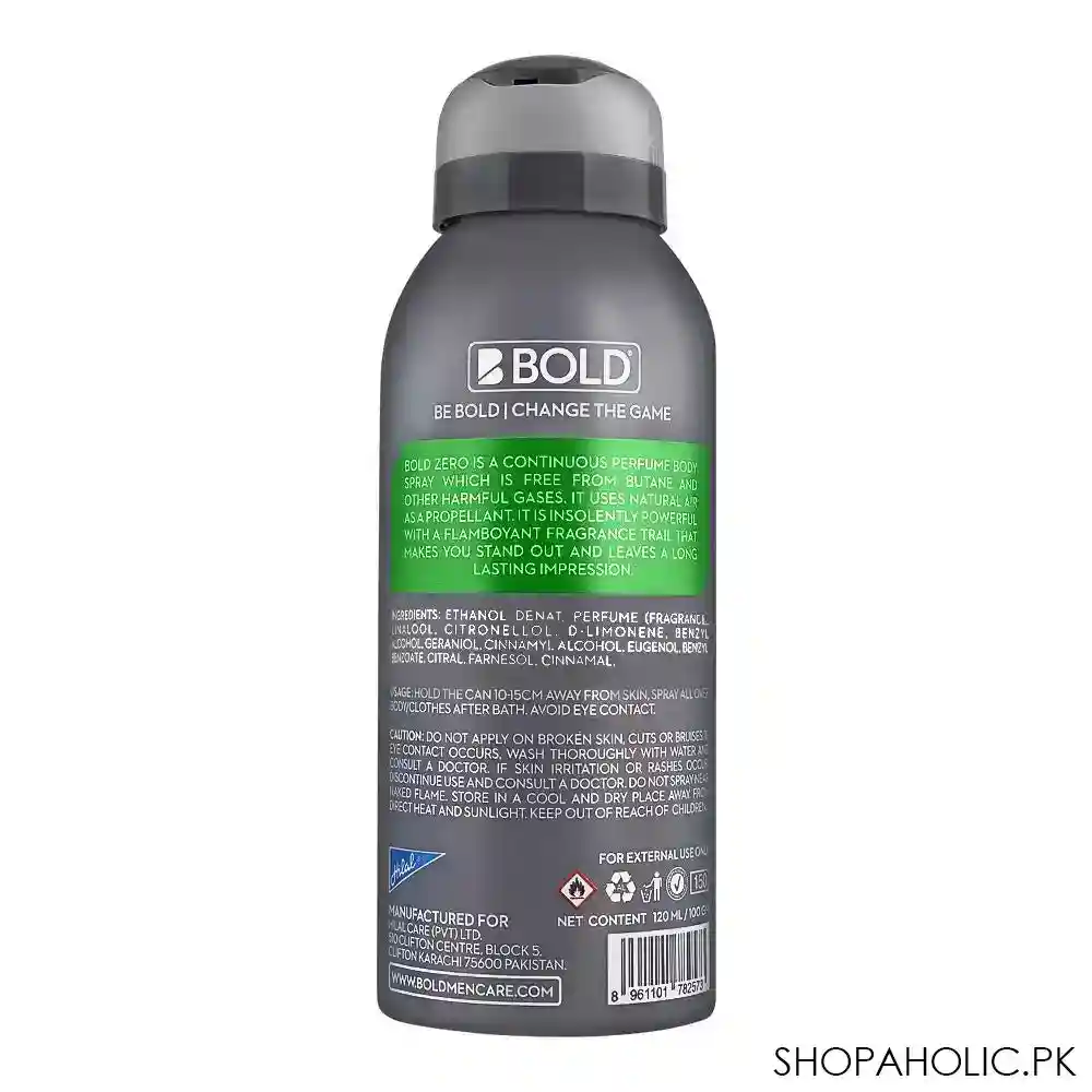 bold zero noir continuous perfume body spray, 120ml image2