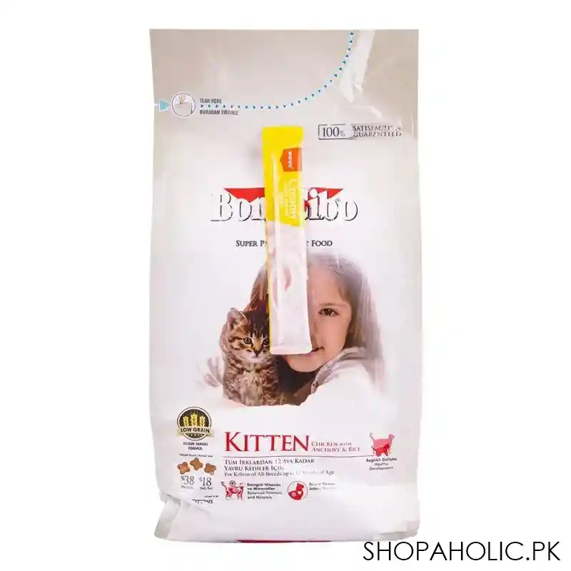 bonacibo kitten chicken with anchovy & rice food, 1.5 kg main image