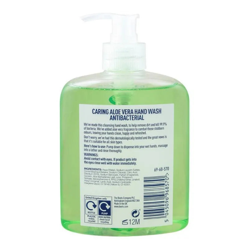 boots aloe vera antibacterial hand wash, 500ml image2