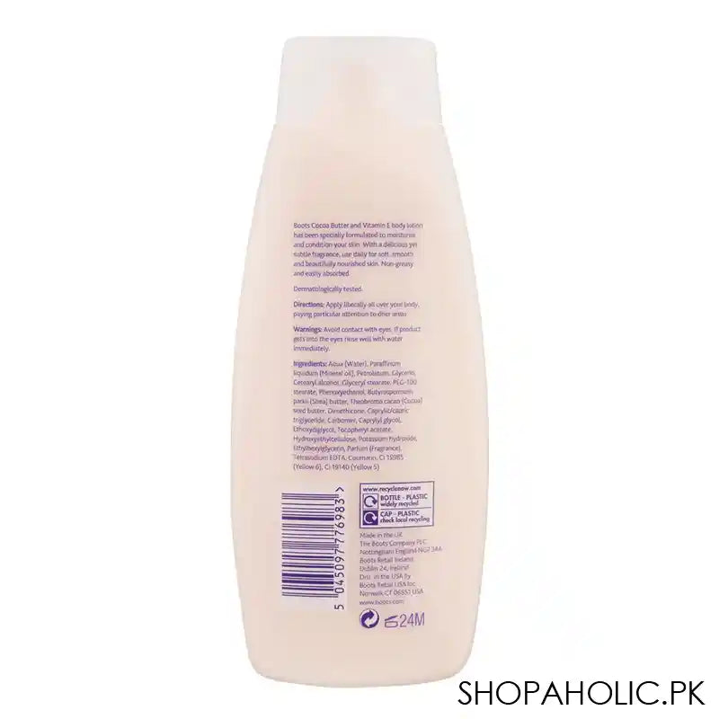 Boots Cocoa Butter + Vitamin E Body Lotion, 390ml - Image 2