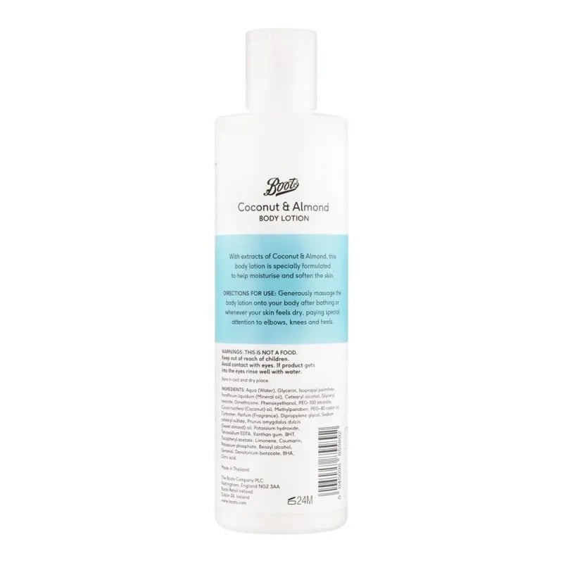 boots coconut & almond moisturising & softening body lotion, 290ml image2