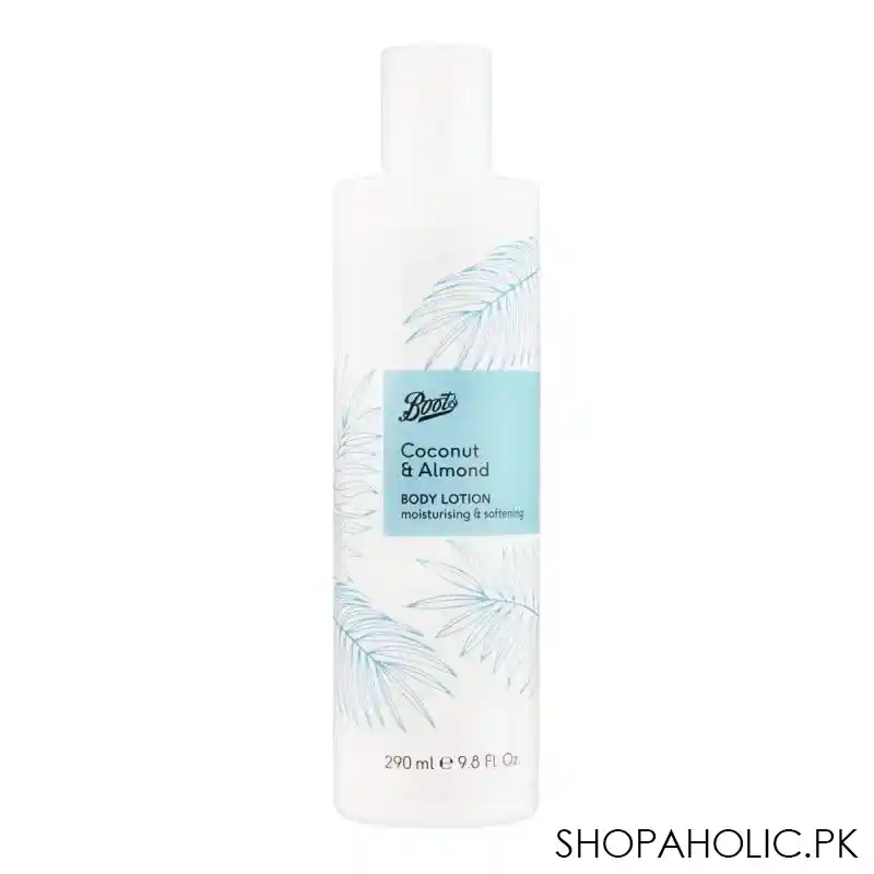 boots coconut & almond moisturising & softening body lotion, 290ml main image