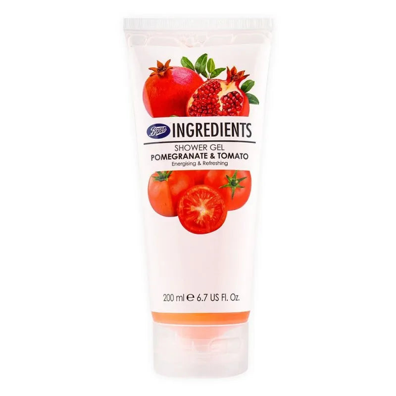 boots ingredients pomegranate & tomato shower gel, energizing & refreshing, 200ml main image