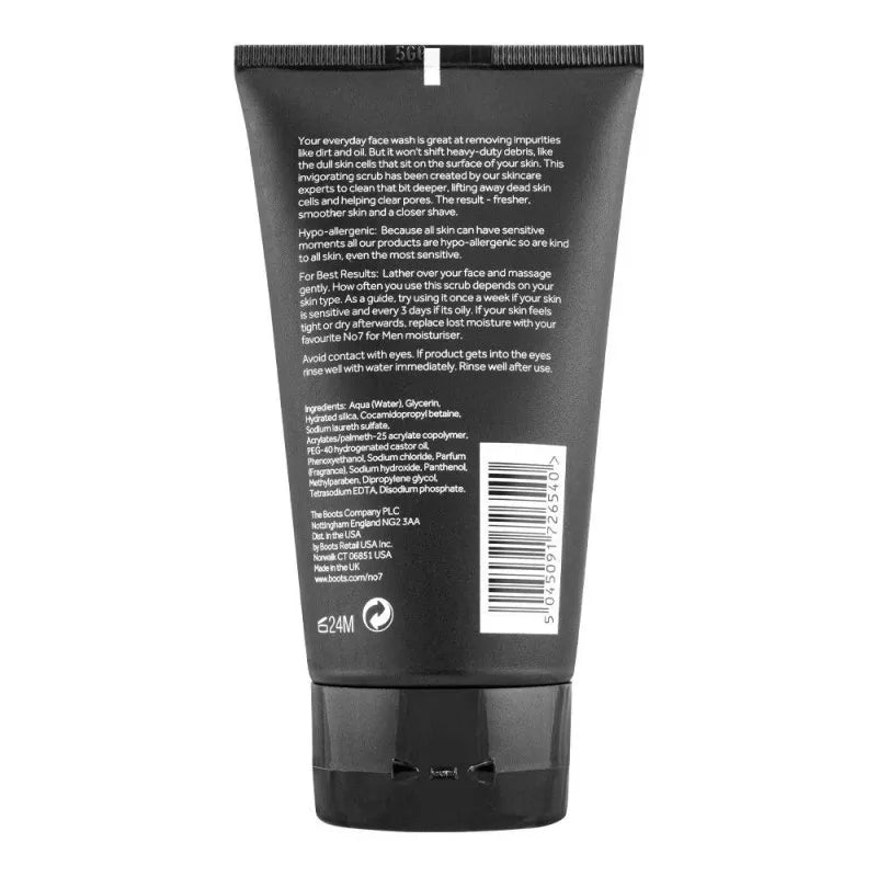 boots no. 7 men energising daily care sensitive face scrub, 150ml image2