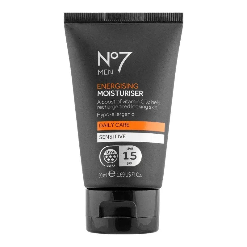 boots no. 7 men energising daily care sensitive moisturiser, 50ml main image