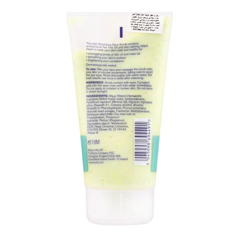 boots tea tree & witch hazel exfoliating face scrub, 150ml image2