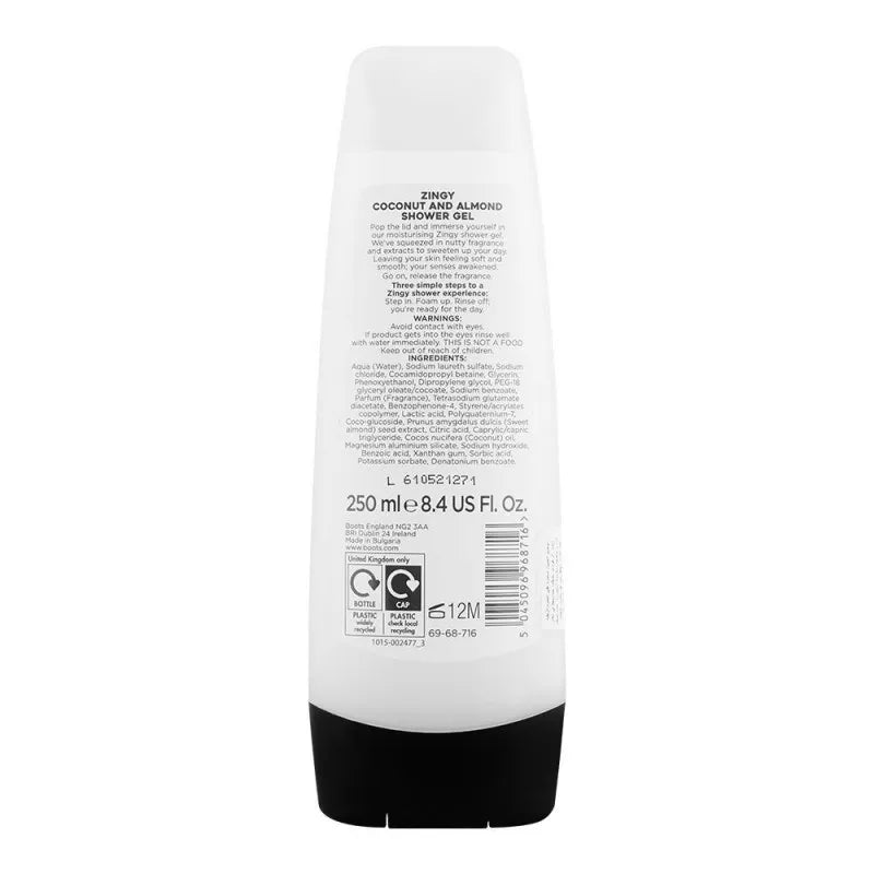 boots zingy coconut and almond shower gel, 250ml image2