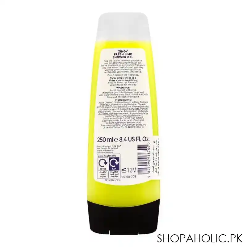 boots zingy fresh lime shower gel, 250ml image2