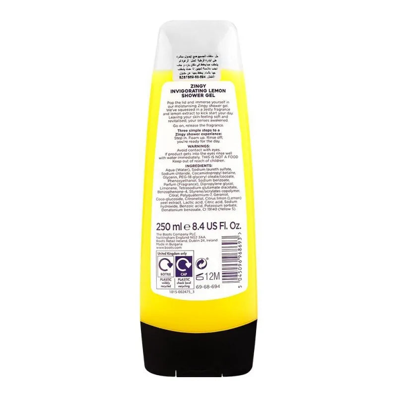 boots zingy invigorating lemon shower gel, 250ml image2